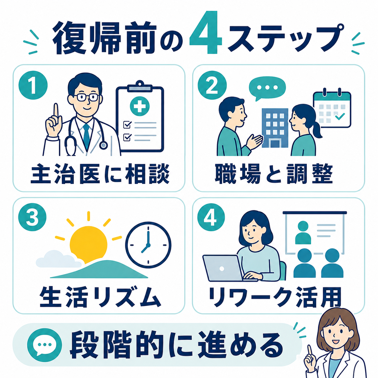 復帰前の4つのステップ