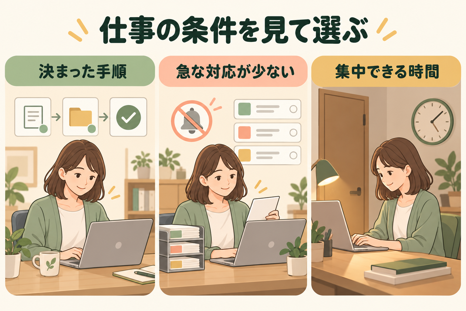 仕事の条件を見て選ぶ
