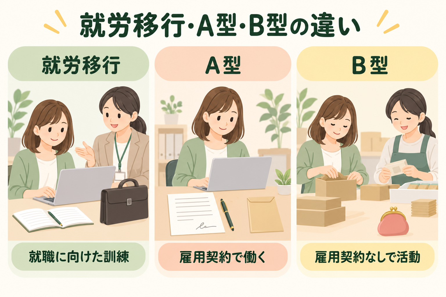 就労移行・A型・B型の違い