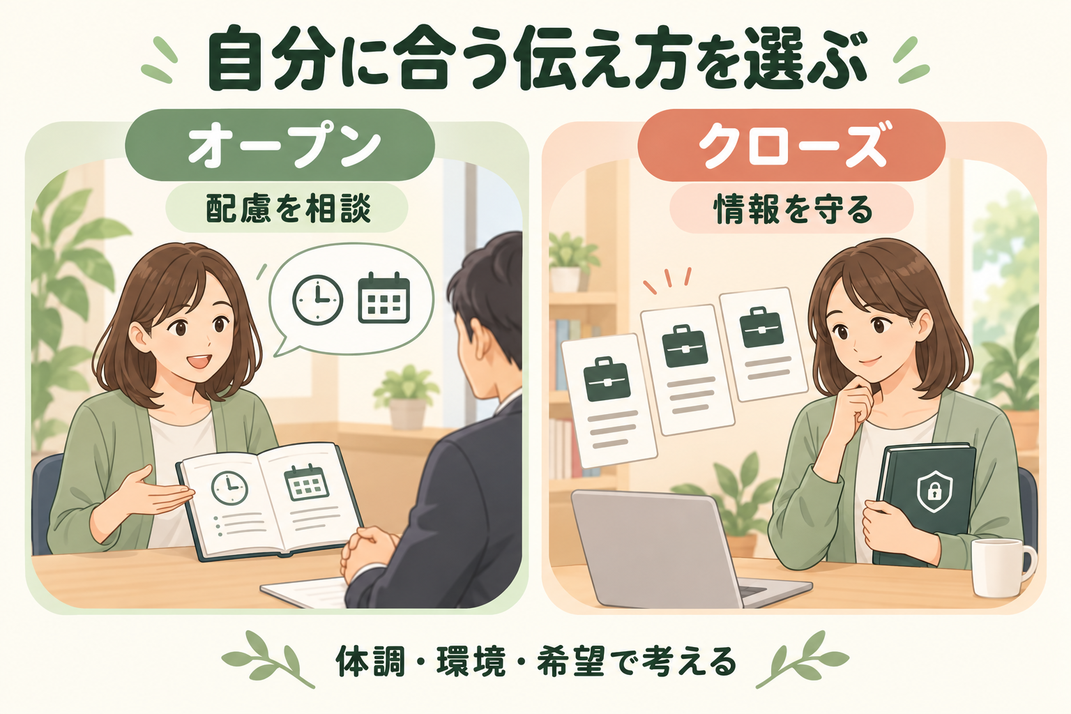 オープン就労とクローズ就労 自分に合う伝え方を選ぶ