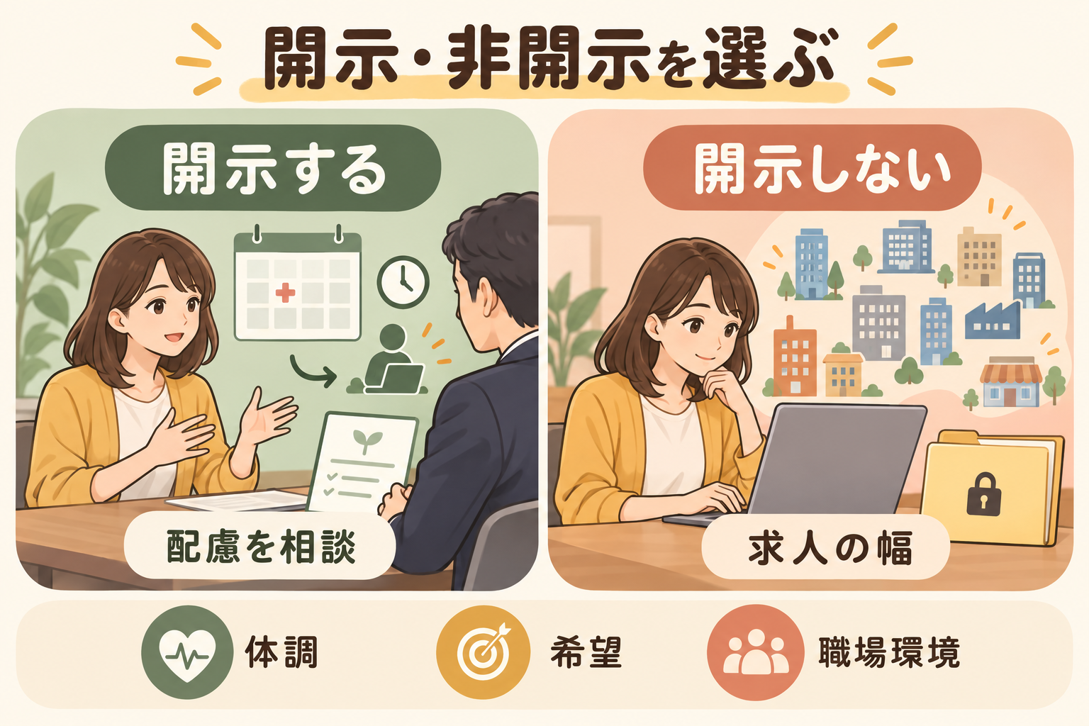 開示・非開示を選ぶ
