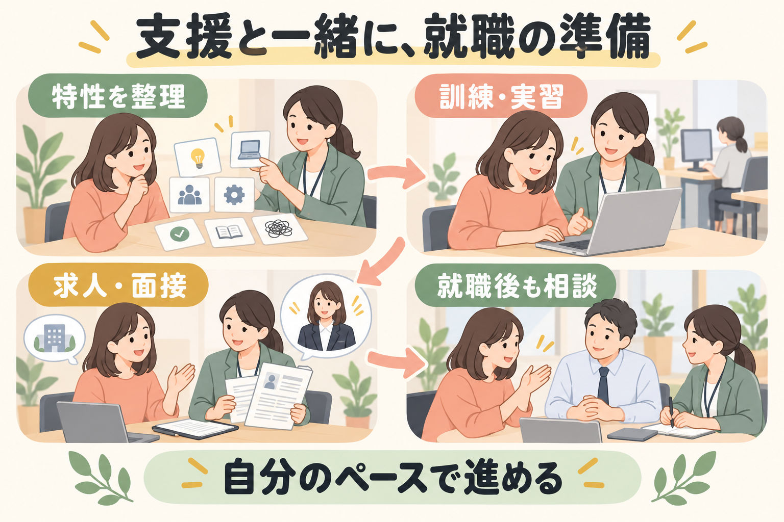 支援と一緒に就職の準備