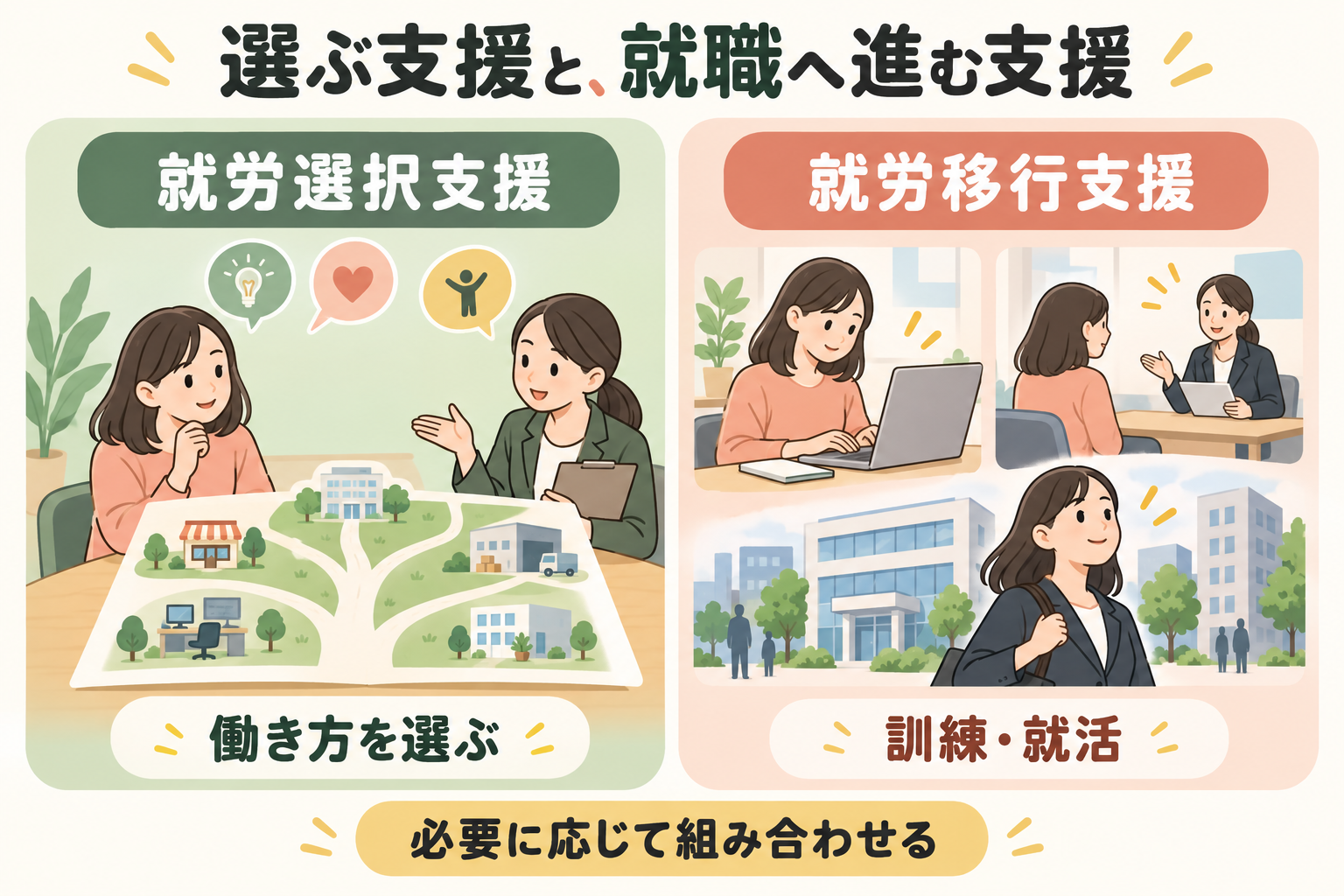 選ぶ支援と就職へ進む支援